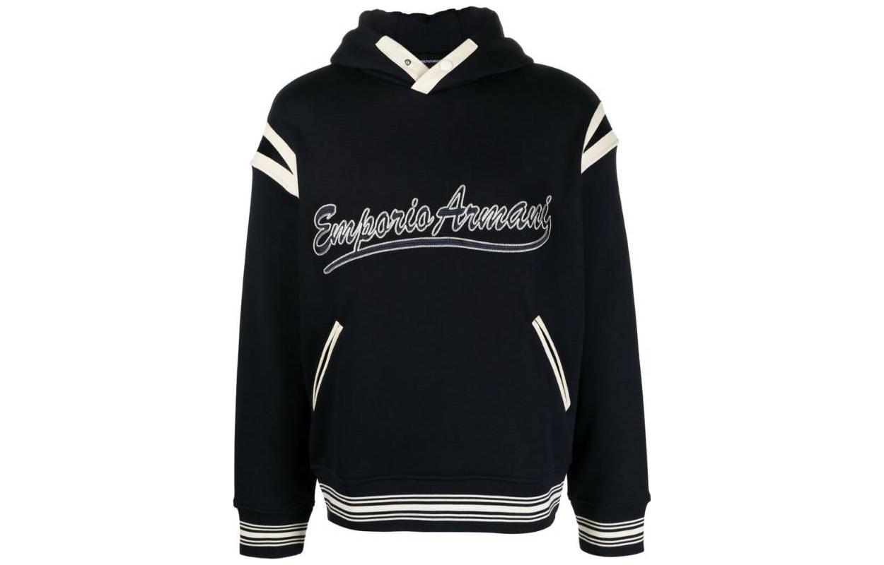 Emporio Armani Colorblock Striped Logo Hoodie - Navy Blue 1JWPZ6-R1MG1-0920