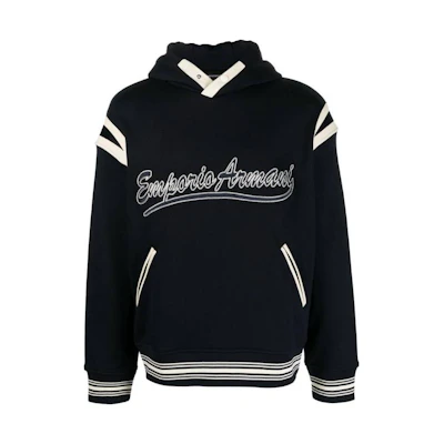Emporio Armani Colorblock Striped Logo Hoodie - Navy Blue 1JWPZ6-R1MG1-0920