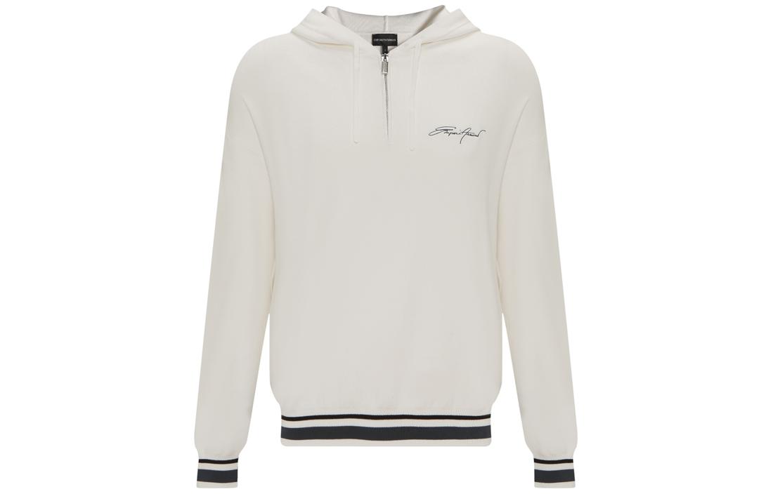 Emporio Armani Colorblock Striped Logo Hoodie White 3L1MXE-1MHZZ-0101