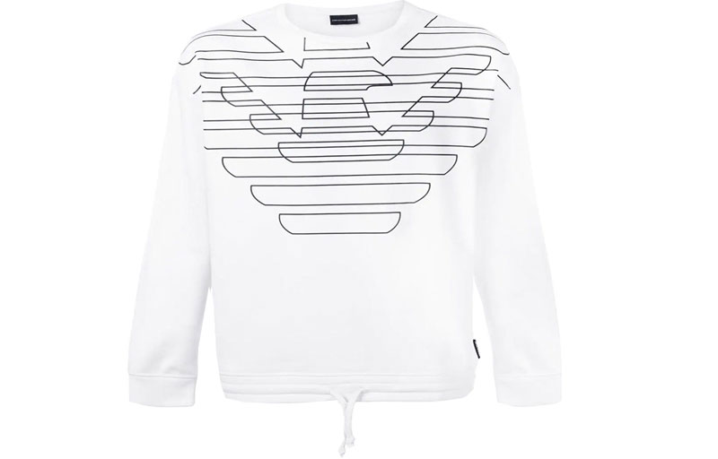 Emporio Armani Cotton Crewneck Long Sleeve Sweatshirt White 3G1ME6-J36Z-0100