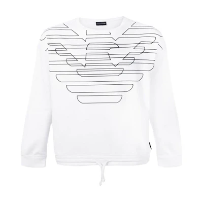 Emporio Armani Cotton Crewneck Long Sleeve Sweatshirt White 3G1ME6-J36Z-0100