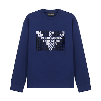 Emporio Armani Cotton Letter Logo Crewneck Sweatshirt - Navy 6K1M62-1JHSZ-0938