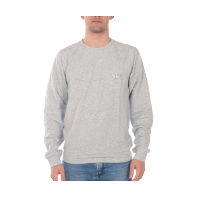 Emporio Armani Crewneck Logo Print Grey Pullover Sweatshirt POIZON240809317