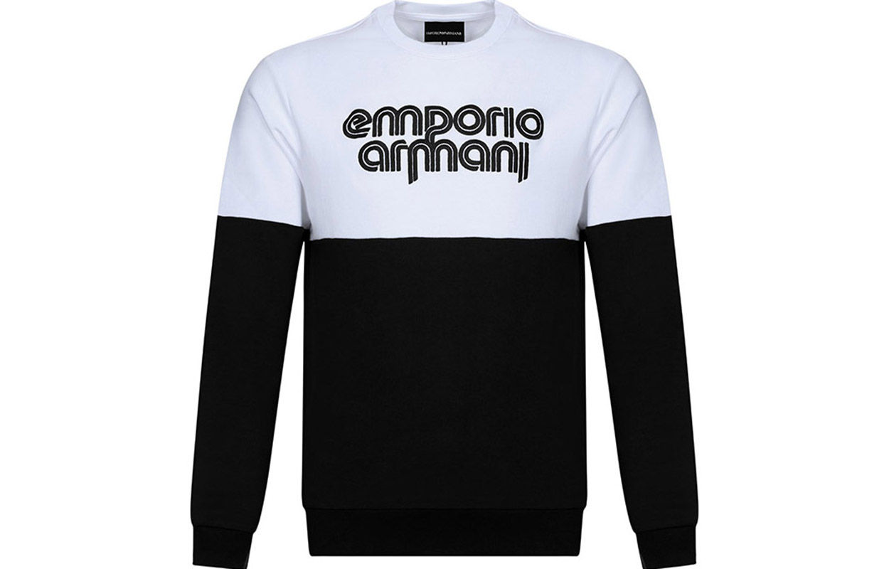 Emporio Armani Crewneck Long-Sleeve Sweatshirt Black/White Colorblock 3Z1M79-1J35Z-0999