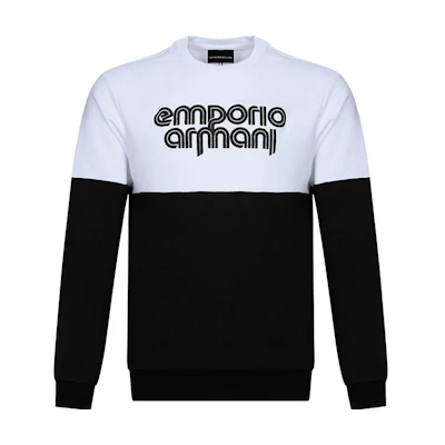 Emporio Armani Crewneck Long-Sleeve Sweatshirt Black/White Colorblock 3Z1M79-1J35Z-0999