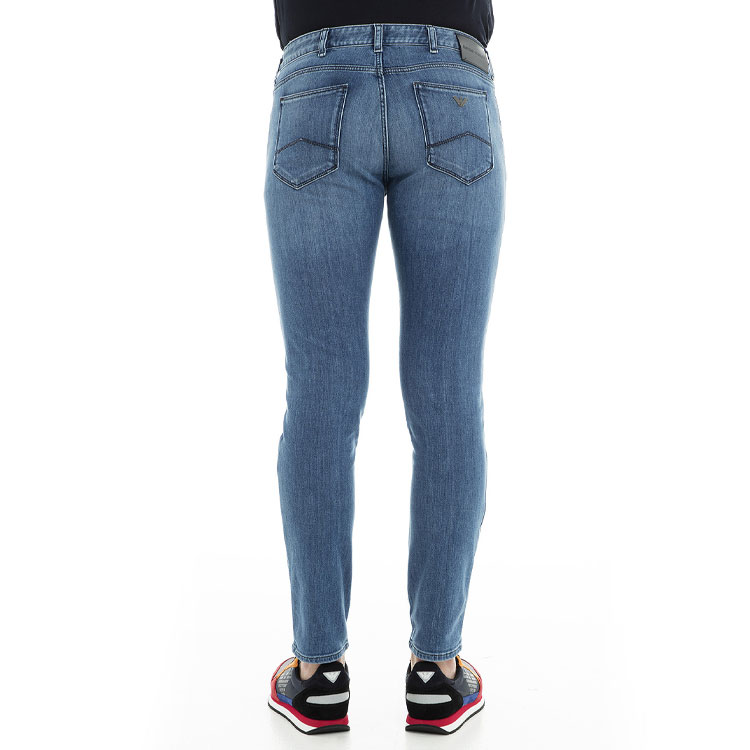 Cheap 安普里奥·阿玛尼蓝色纽扣拉链细节做旧牛仔裤 3G1J36-1D5JZ-0941