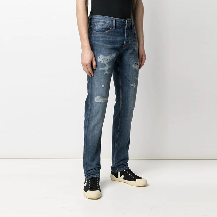 Emporio Armani Distressed Mid-Rise Straight Leg Jeans Blue. 3K1J75-1DW1Z-0942 圖 5