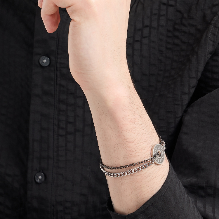 Purchase Emporio Armani Gelang Rantai Keluli Tahan Karat Lelaki Perak Hitam. EGS3094040