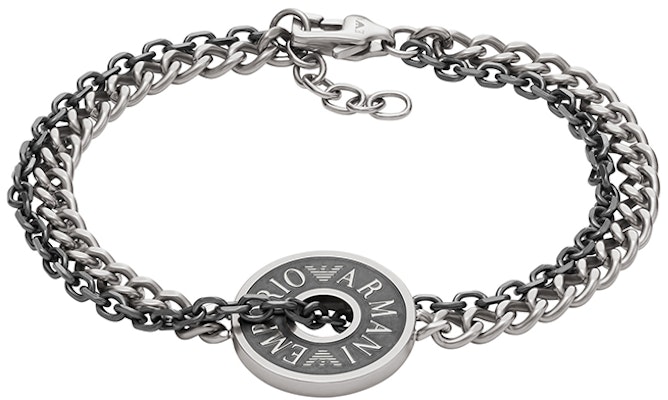 Emporio Armani Gelang Rantai Keluli Tahan Karat Lelaki Perak Hitam. EGS3094040 Details for Emporio Armani Gelang Rantai Keluli Tahan Karat Lelaki Perak Hitam. EGS3094040