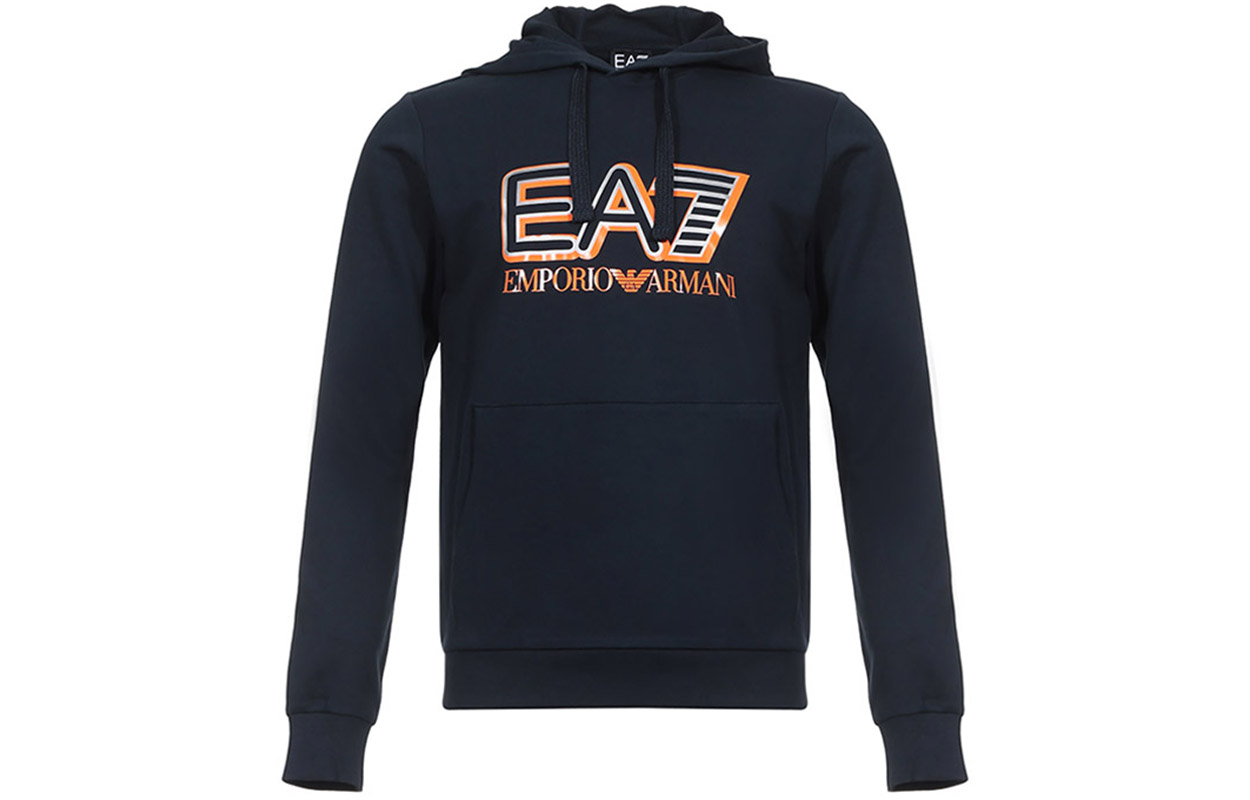 Emporio Armani EA77 Letter Print Hoodie Night Blue 6HPM36-PJ05Z-1578