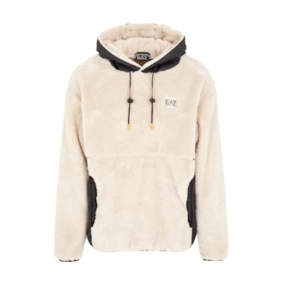 EMPORIO ARMANI EA7 Beige Logo Patch Hoodie. 6RPM51-PJSFZ-11716