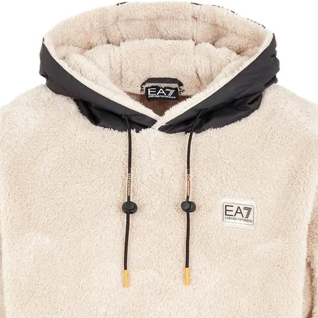 Details for EMPORIO ARMANI EA7 米色標誌貼布連帽上衣. 6RPM51-PJSFZ-11716