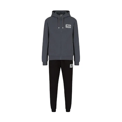 EMPORIO ARMANI EA7 Black Casual Sports Hoodie Zip-Up Tracksuit Set. 6KPV68-PJ07Z-22BY