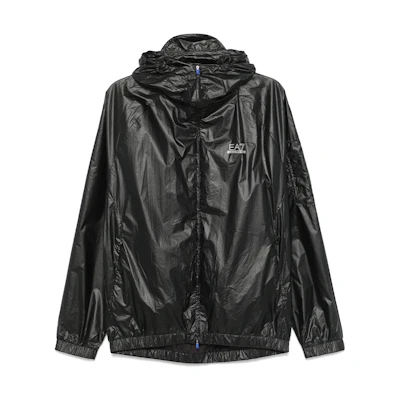 Emporio Armani EA7 Black Full-Zip Hoodie Jacket with Drawstring. 6DPB35-PNHCZ-1771