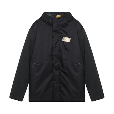 EMPORIO ARMANI EA7 Black Hoodie Coat with Logo Patch. 6LPB24-PNR2Z-1200