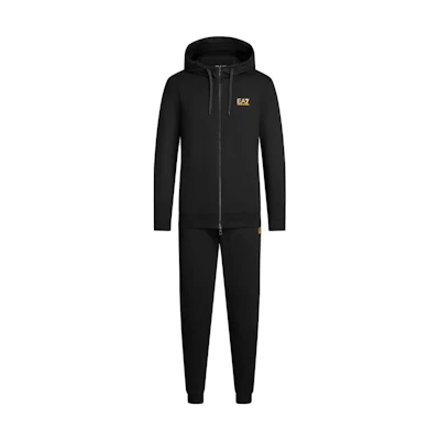 EMPORIO ARMANI EA7 Black Hoodie Zip Tracksuit with Logo Print. 8NPV63-PJVRZ-0208