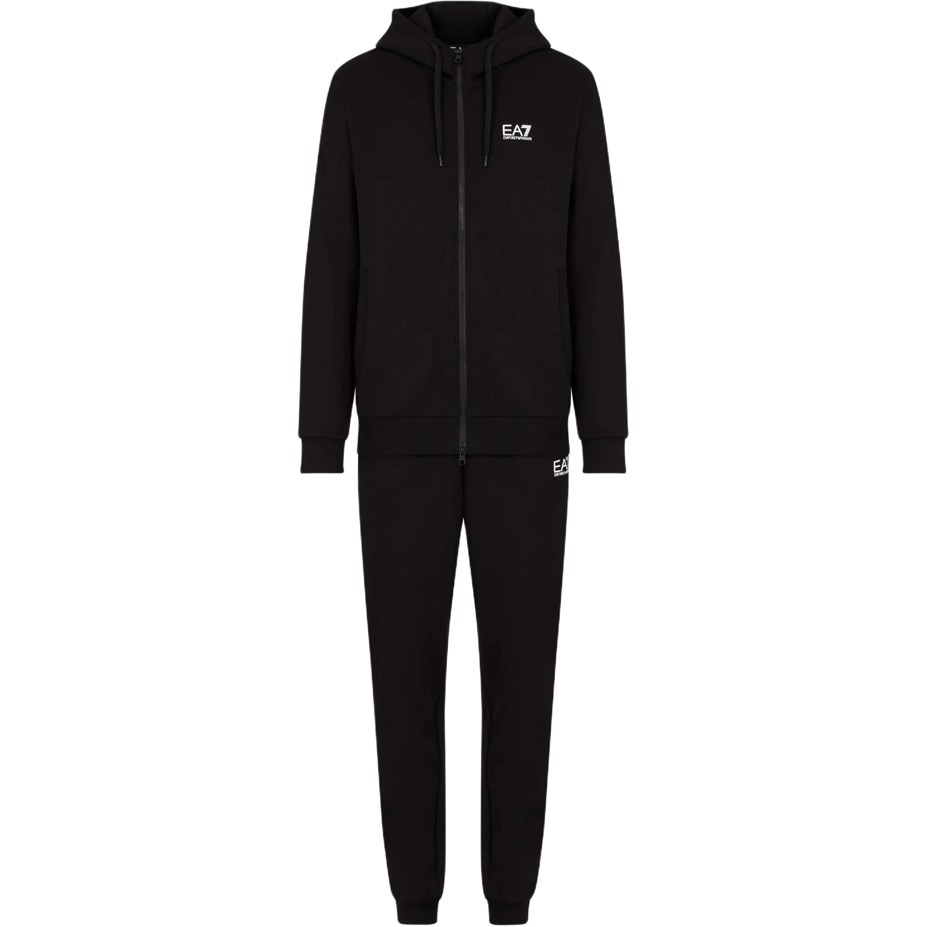EMPORIO ARMANI EA7  Black Hoodie Zip Tracksuit with Logo Print Casual Wear. 8NPV68-PJVTZ-1200