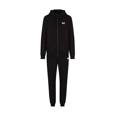 EMPORIO ARMANI EA7 Black Hoodie Zip Tracksuit with Logo Print Casual Wear. 8NPV68-PJVTZ-1200
