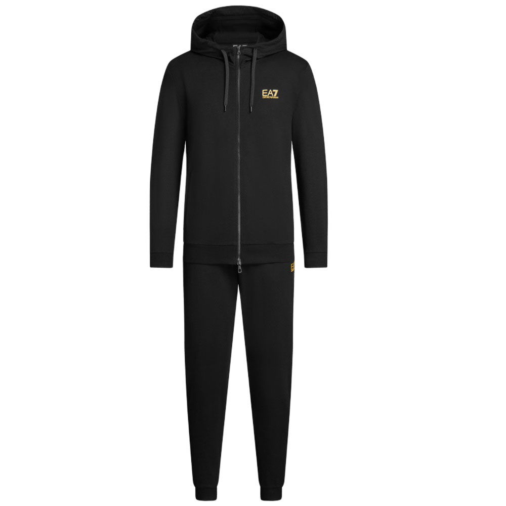 Order EMPORIO ARMANI EA7 ロゴプリント入りブラックフーディージップトラックスーツ 8NPV63-PJVRZ-0208