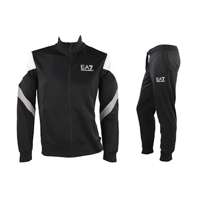 Emporio Armani EA7 Black Letter Print Tracksuit SS22 Casual Sportswear. 6LPV59-PJ08Z-1200