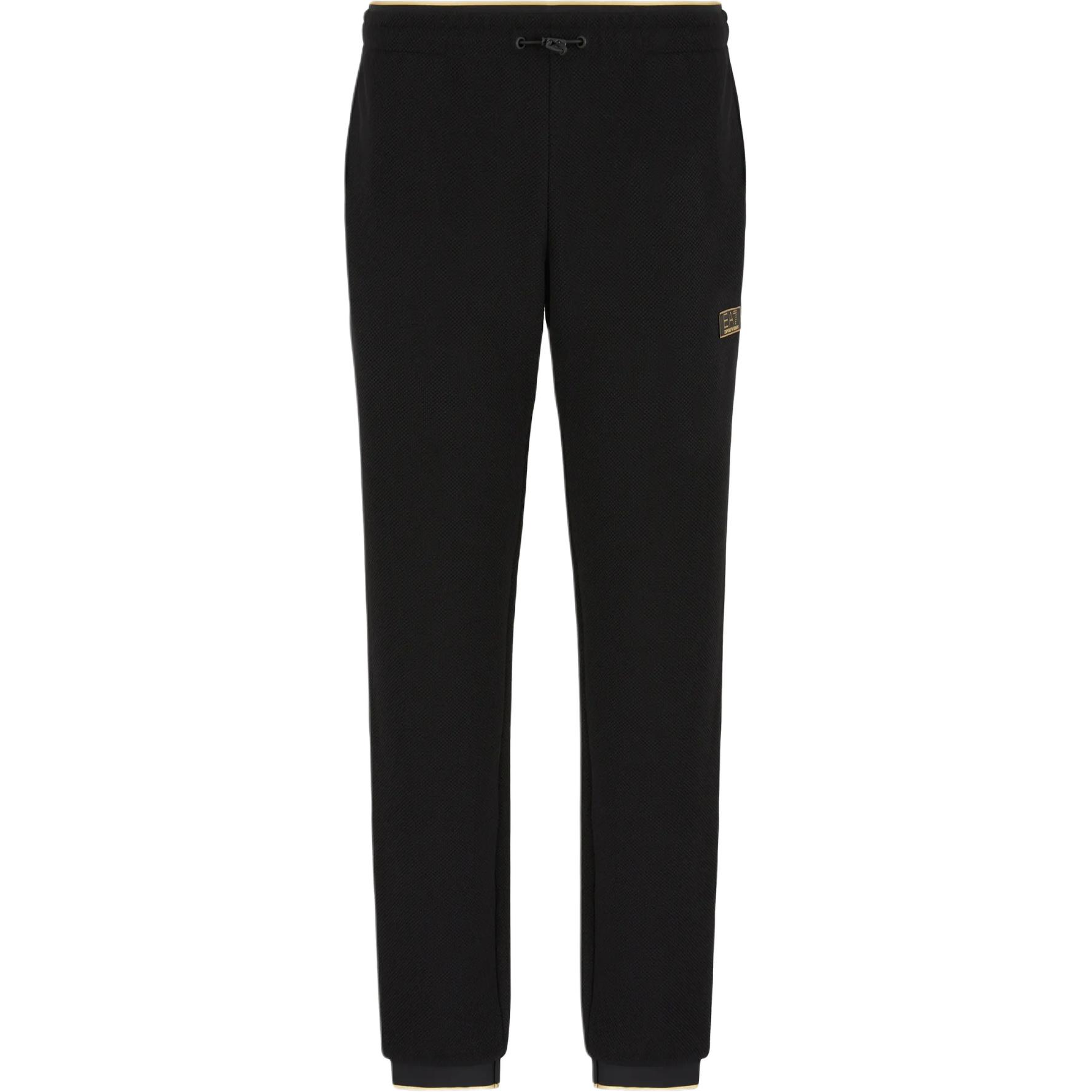 Emporio Armani EA7  Black Logo Jogger Pants with Drawstring - SS24 Collection 7M000030-AF10344-UC001