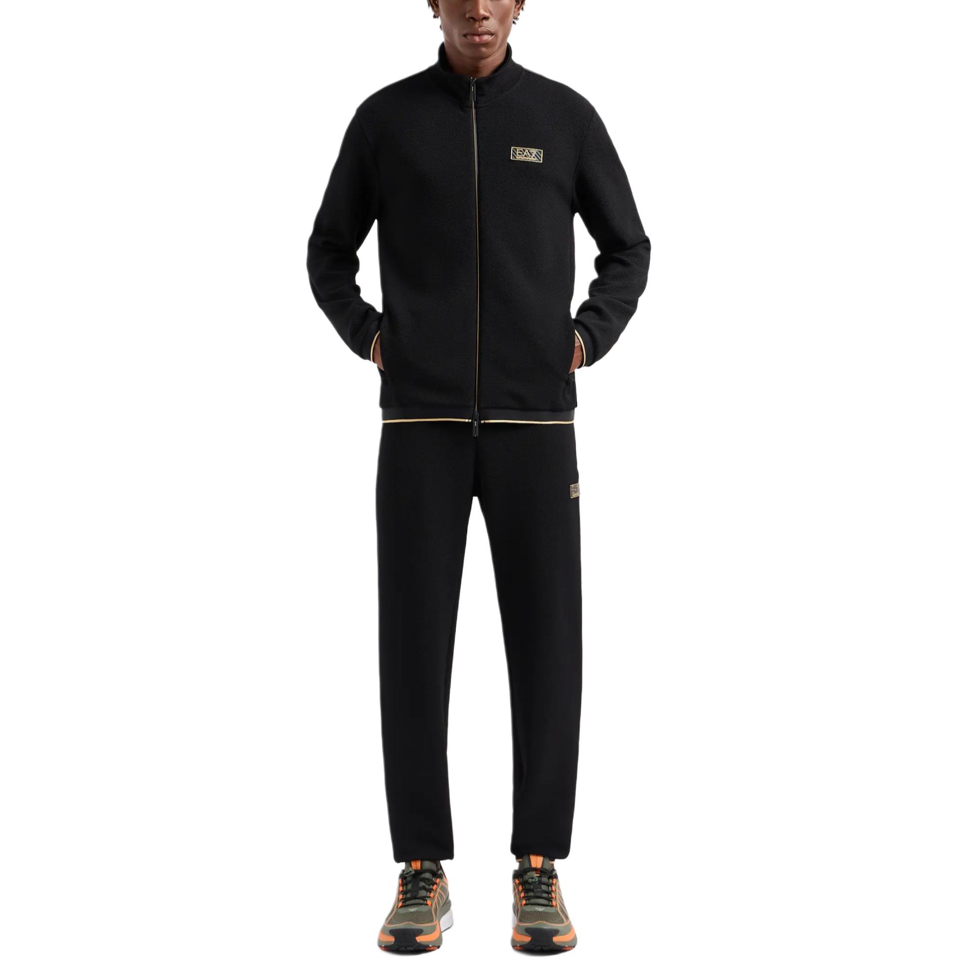 Shop Emporio Armani EA7  Black Logo Jogger Pants with Drawstring - SS24 Collection 7M000030-AF10344-UC001