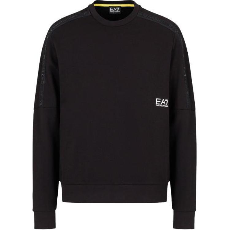 Buy Emporio Armani EA7  Black Logo Print Crewneck Long Sleeve Sweatshirt. 3DPM56-PJEQZ-0200