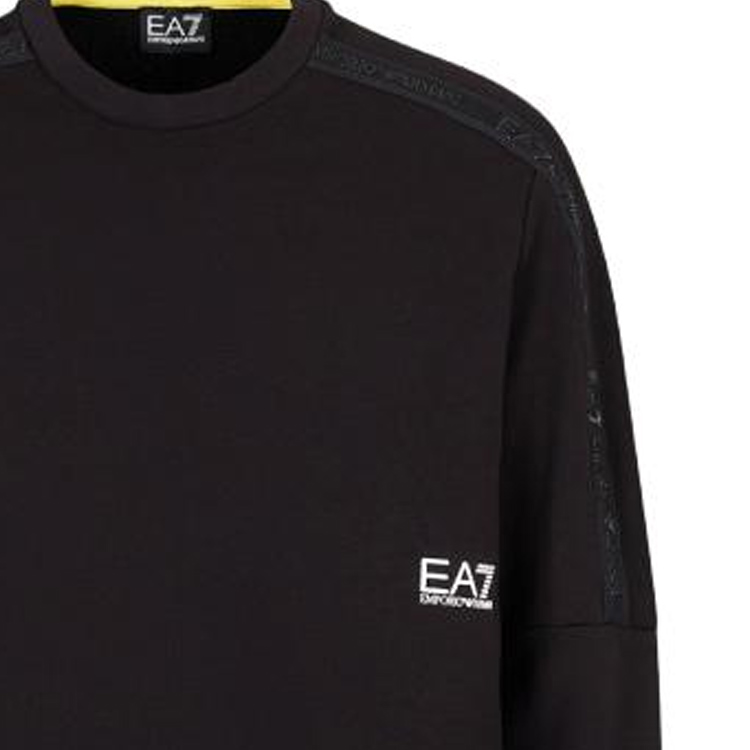 Purchase Emporio Armani EA7  Black Logo Print Crewneck Long Sleeve Sweatshirt. 3DPM56-PJEQZ-0200