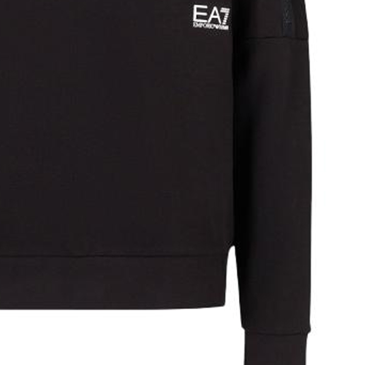 Details for Emporio Armani EA7  Black Logo Print Crewneck Long Sleeve Sweatshirt. 3DPM56-PJEQZ-0200