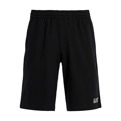 EMPORIO ARMANI EA7 Black Logo Print Elastic Waist Casual Shorts. 8NPS02-J05Z-1200