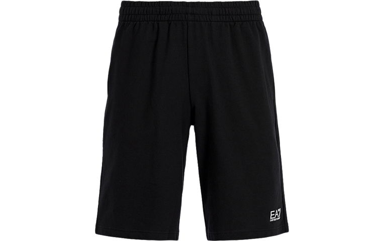 Order EMPORIO ARMANI EA7  Black Logo Print Elastic Waist Casual Shorts. 8NPS02-J05Z-1200