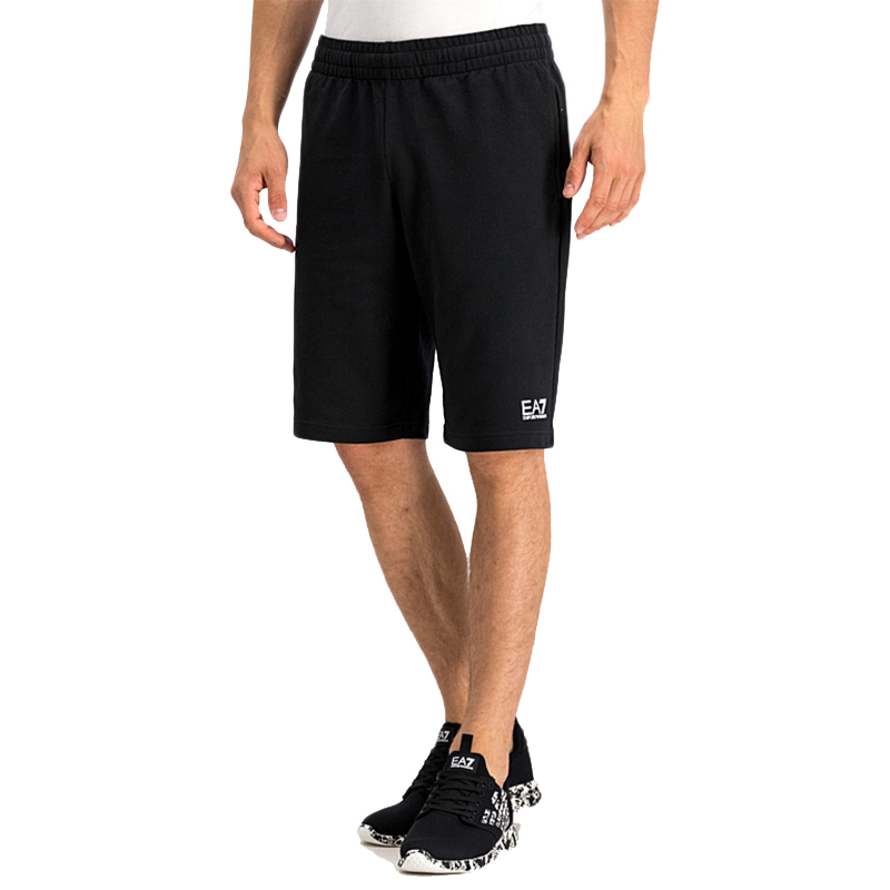 Lookbook EMPORIO ARMANI EA7  Black Logo Print Elastic Waist Casual Shorts. 8NPS02-J05Z-1200
