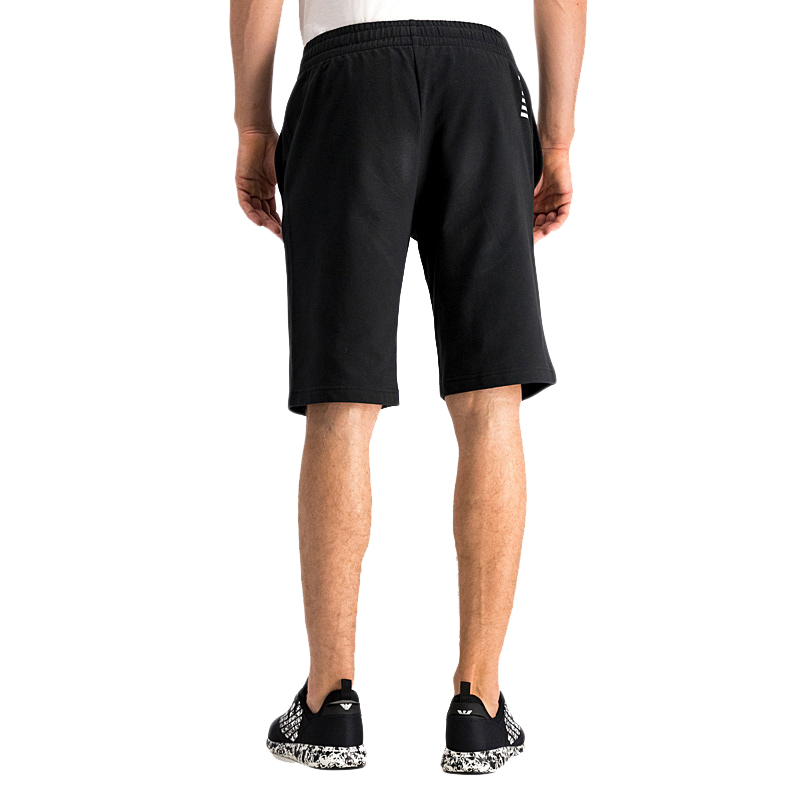 Shop EMPORIO ARMANI EA7  Black Logo Print Elastic Waist Casual Shorts. 8NPS02-J05Z-1200