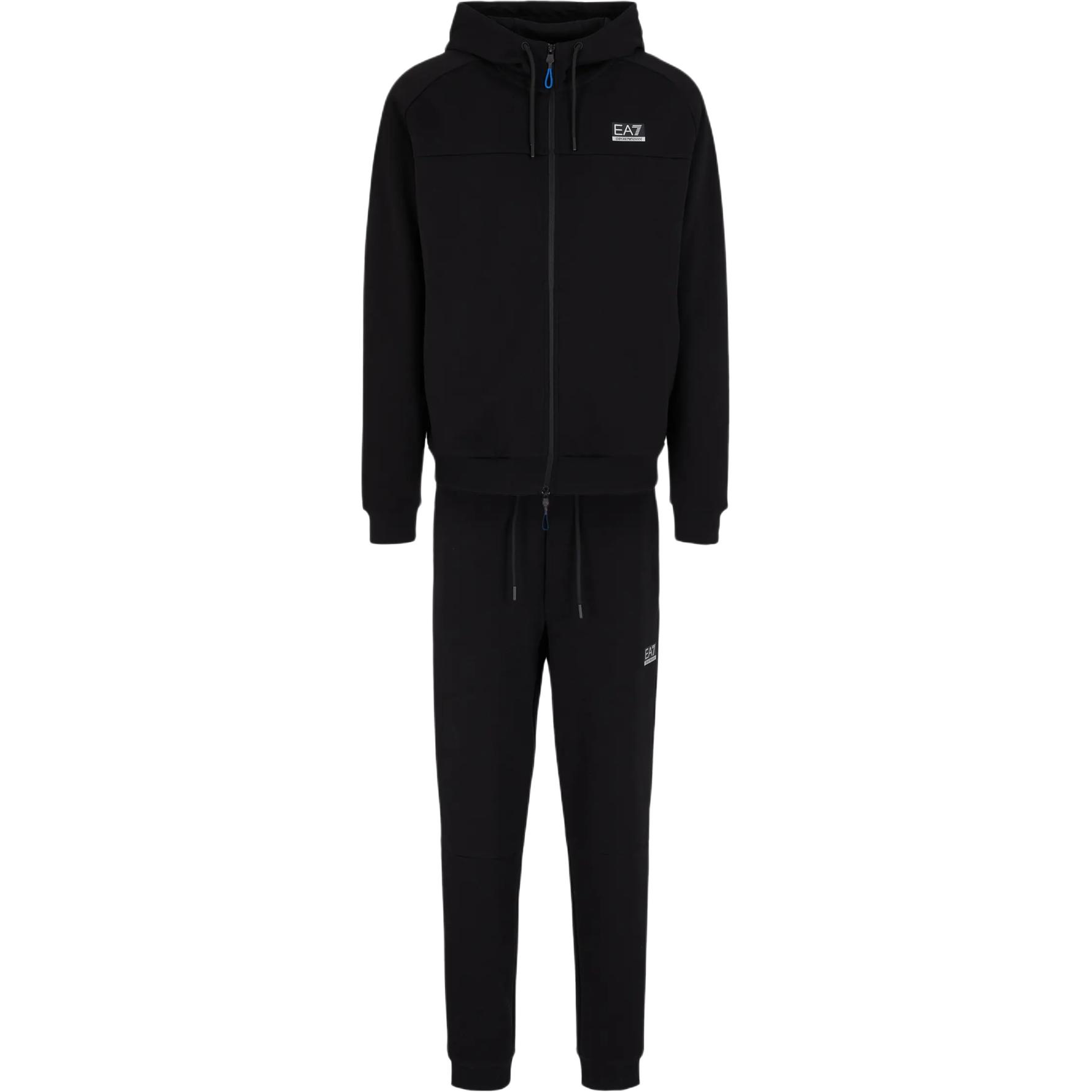 EMPORIO ARMANI EA7  Black Logo Print Hoodie Zip Tracksuit Set 6DPV52-PJUWZ-1771