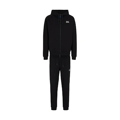 EMPORIO ARMANI EA7 Black Logo Print Hoodie Zip Tracksuit Set 6DPV52-PJUWZ-1771