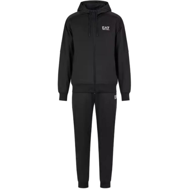 EMPORIO ARMANI EA7  Black Logo Print Hoodie Zip Tracksuit Set 6DPV70-PJHCZ-1200