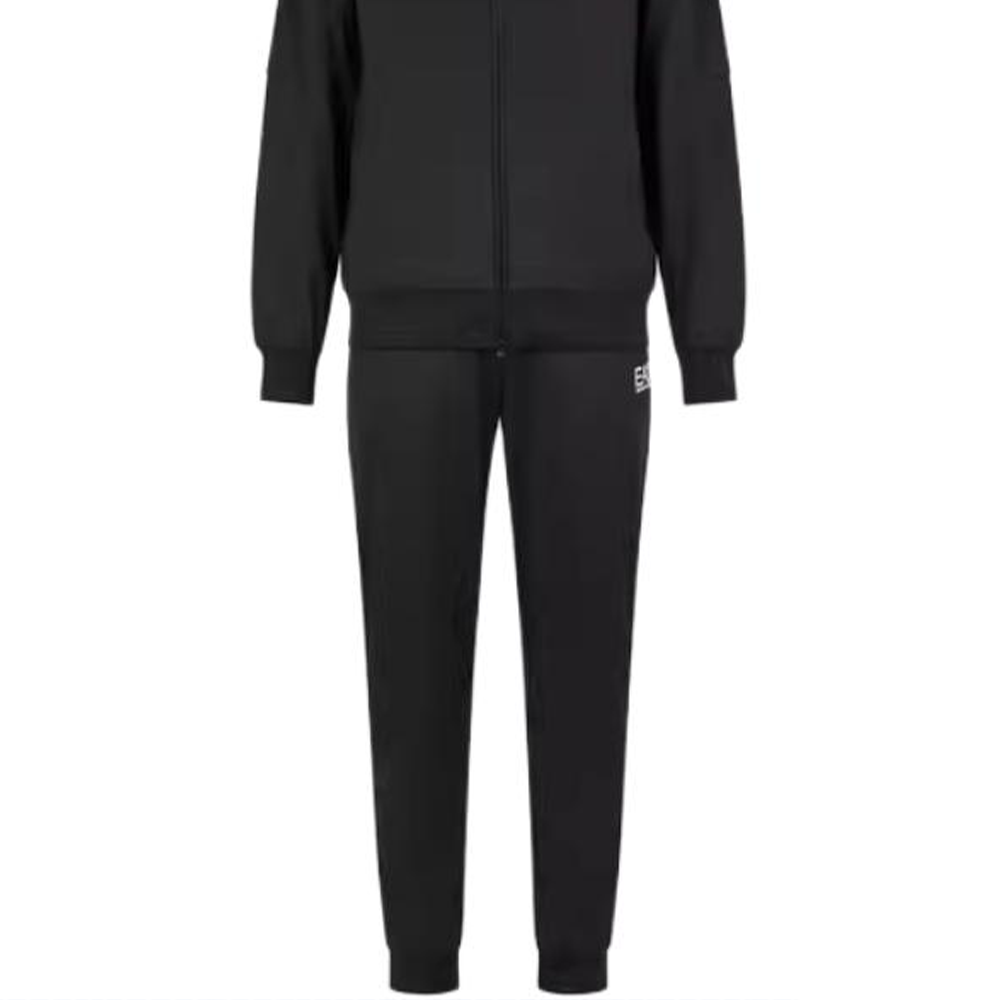 Shop エンポリオ アルマーニ EA7 ブラック ロゴプリント フーディー ジップ トラックスーツセット 6DPV70-PJHCZ-1200
