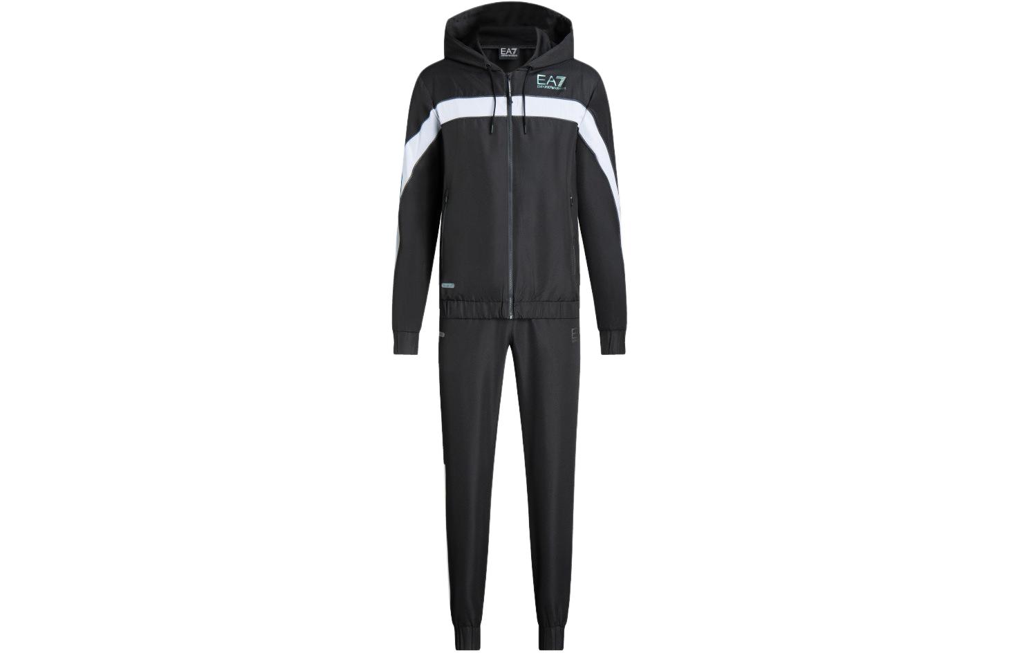 Emporio Armani EA7  Black Logo Print Striped Hoodie Tracksuit Set. 3DPV02-PNP5Z-1200 圖 2