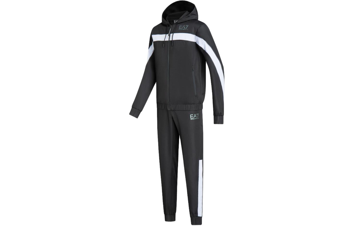 Emporio Armani EA7  Black Logo Print Striped Hoodie Tracksuit Set. 3DPV02-PNP5Z-1200 圖 4