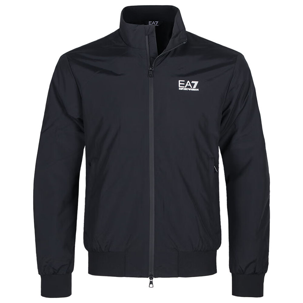 EMPORIO ARMANI EA7  Black Logo Print Zip-Up Jacket FW24 8NPB20-PNFZZ-1200