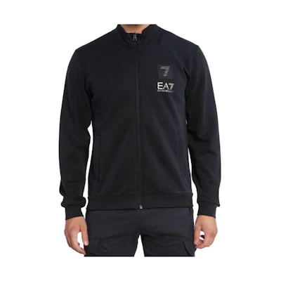 EMPORIO ARMANI EA7 Black Logo Print Zip-Up Loose Fit Jacket. 6RPM27-PJGEZ-1200