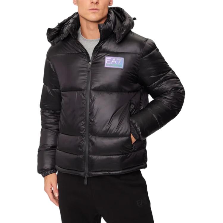 EMPORIO ARMANI EA7  Black Logo Zip-Up Hoodie Jacket Long Sleeve. 6DPB71-PN2MZ-1200