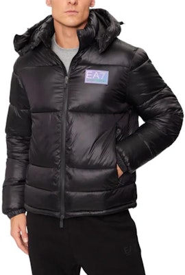 EMPORIO ARMANI EA7 黑色徽标长袖连帽拉链外套夹克. 6DPB71-PN2MZ-1200 Order EMPORIO ARMANI EA7 黑色徽标长袖连帽拉链外套夹克. 6DPB71-PN2MZ-1200