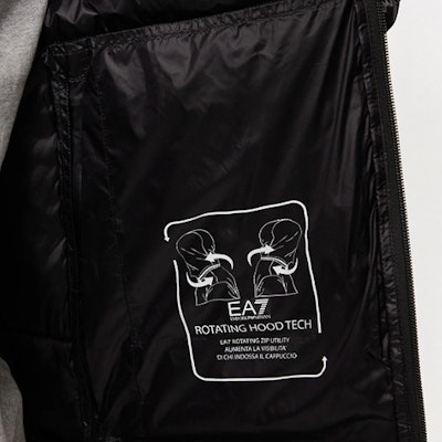 EMPORIO ARMANI EA7 黑色徽标长袖连帽拉链外套夹克. 6DPB71-PN2MZ-1200 Details for EMPORIO ARMANI EA7 黑色徽标长袖连帽拉链外套夹克. 6DPB71-PN2MZ-1200