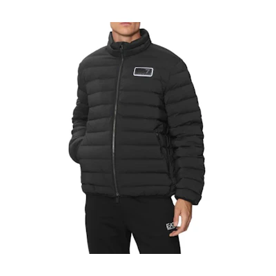 EMPORIO ARMANI EA7 Black Logo Zipper Jacket with Stand Collar, Long Sleeve. 6DPB14-PNHAZ-1200