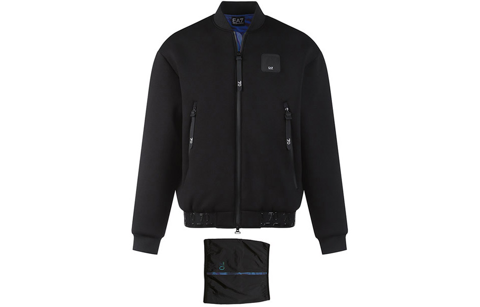 Order EMPORIO ARMANI EA7 黑色寬鬆版棒球領棉質外套附標誌 6LPB33-PJGRZ-1200