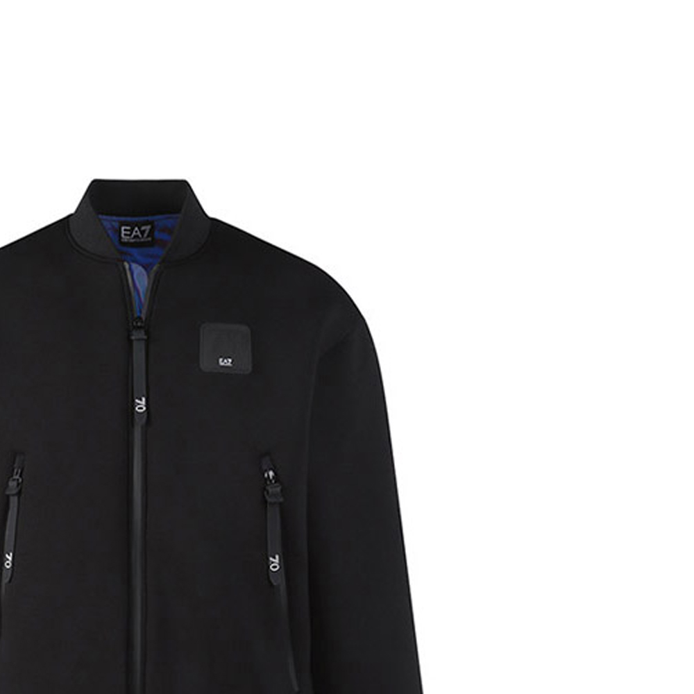 Sizing EMPORIO ARMANI EA7 黑色寬鬆版棒球領棉質外套附標誌 6LPB33-PJGRZ-1200