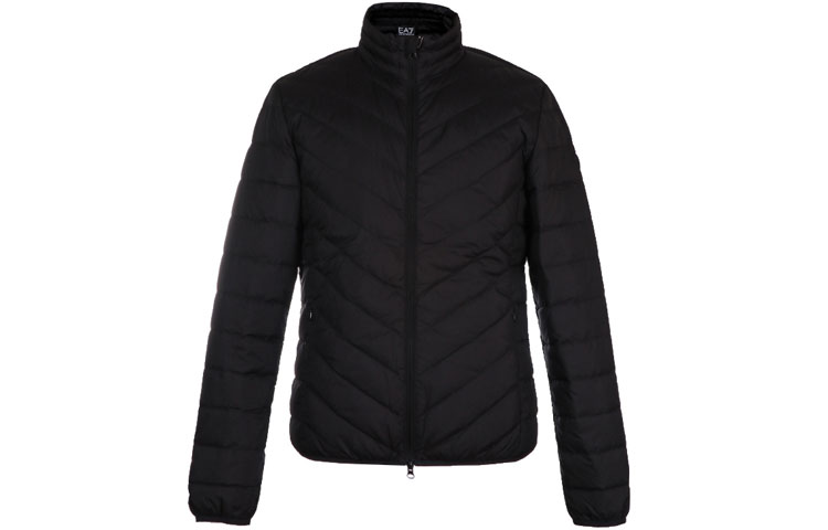EMPORIO ARMANI EA7  Black Puffer Jacket with Stand Collar & Zipper. 8NPB08-PNE1Z-1200