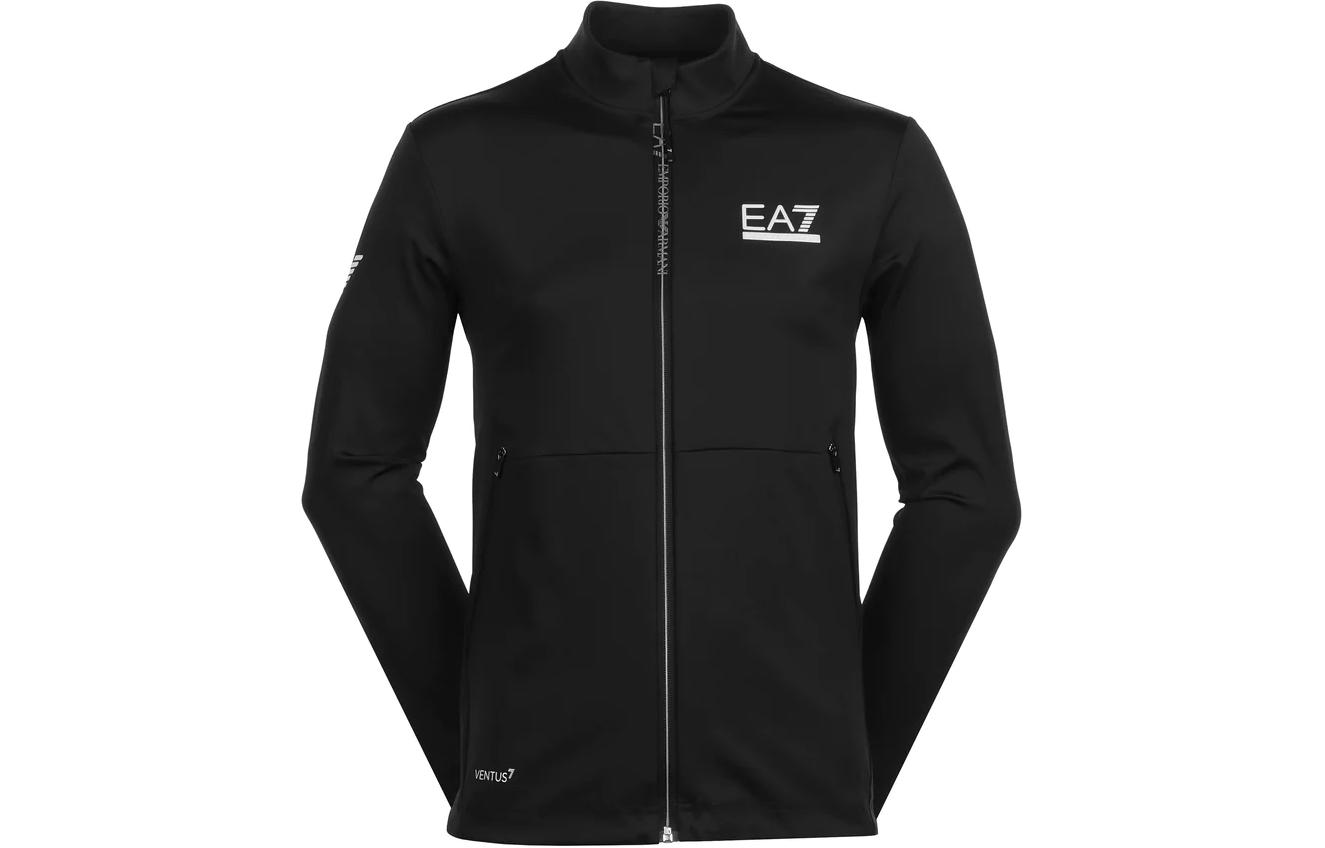 Emporio Armani EA7  Black Slim Fit Zip-Up Jacket with Logo Design. 3DPM89-PJUFZ-1200