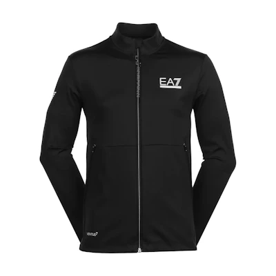 Emporio Armani EA7 Black Slim Fit Zip-Up Jacket with Logo Design. 3DPM89-PJUFZ-1200
